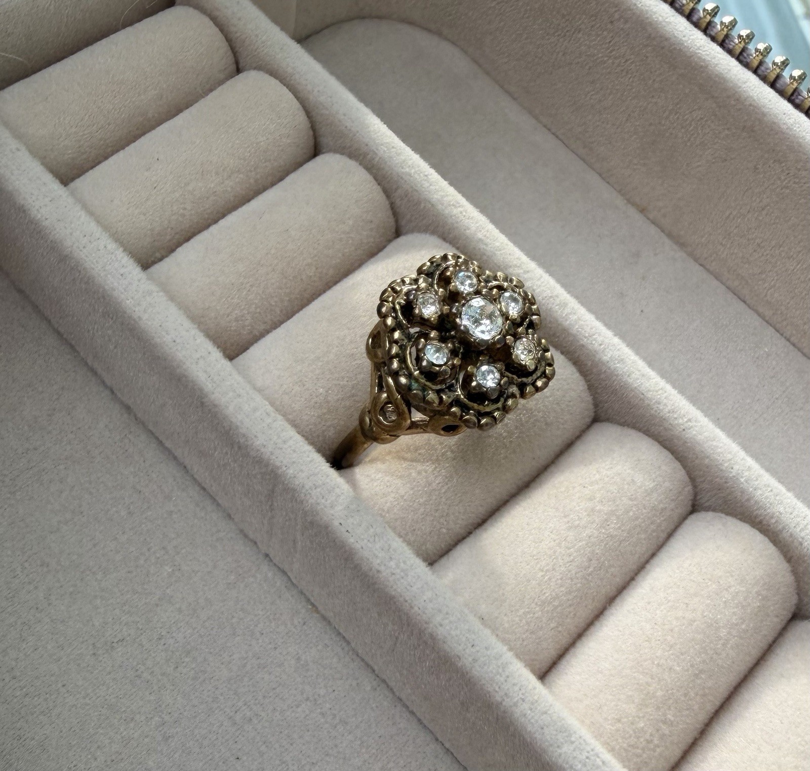 Vintage Victorian-Style Rhinestone Cluster Ring Size 5.5