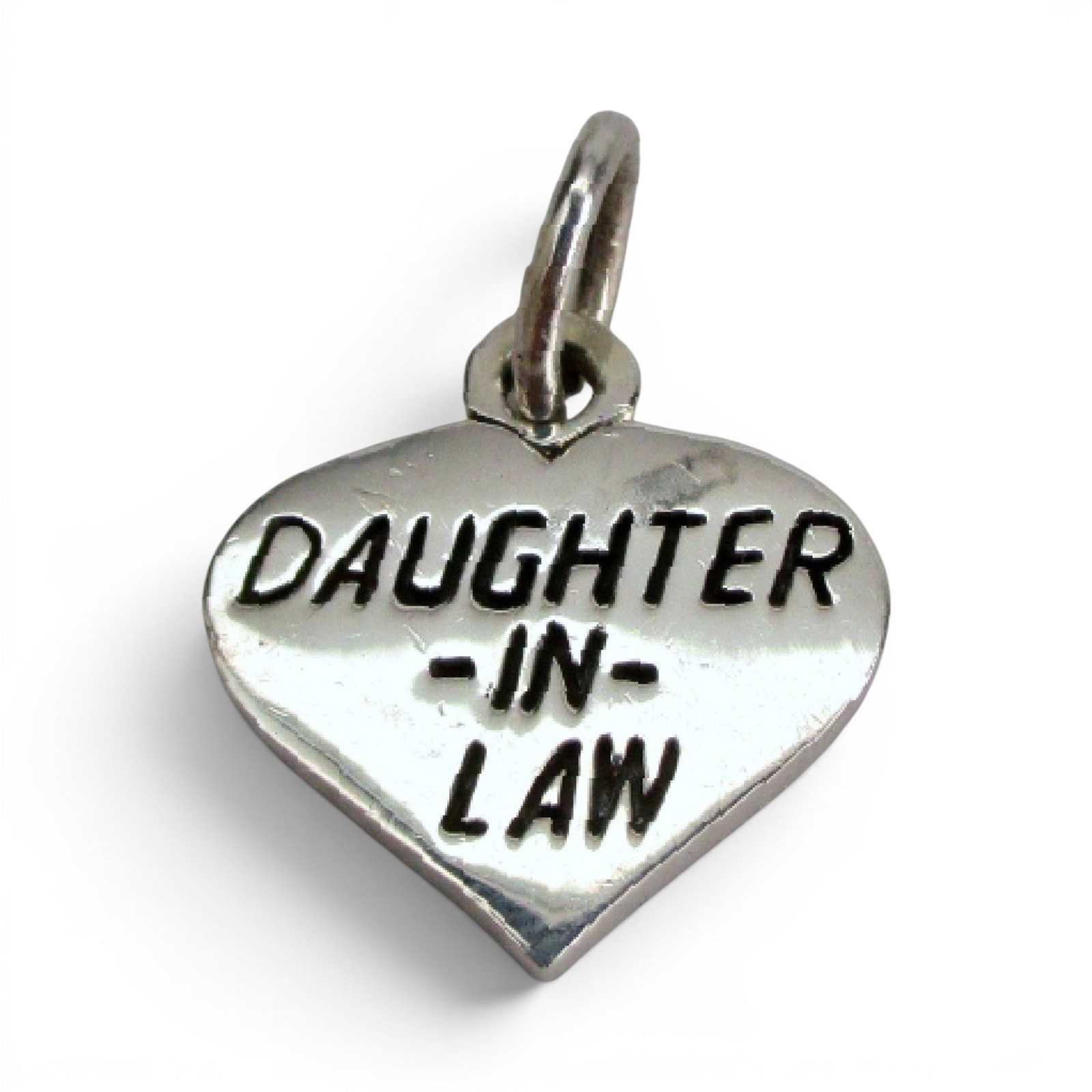 Sterling Silver Daughter in Law Heart Charm for Bracelet Gift for Her Vintage