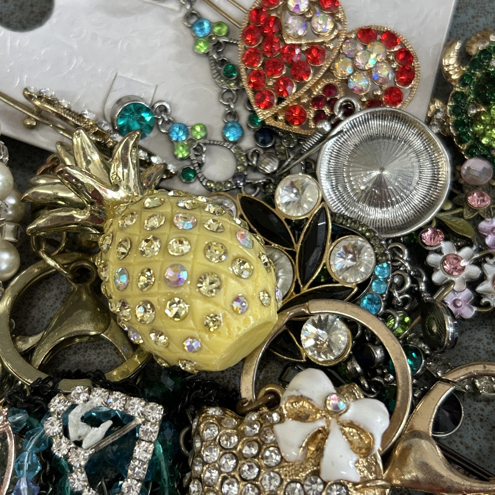 Junk Jewelry Crafting Lot Blingy Sparkling Rhinestones Junk Drawer 1lb
