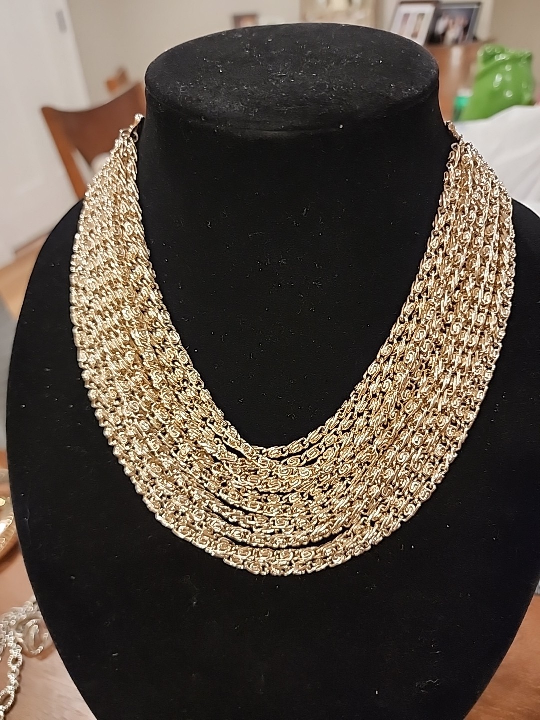 Gold-tone Multi Strand Chain Necklace. 12 Inches In Length With 4 Inch Extender