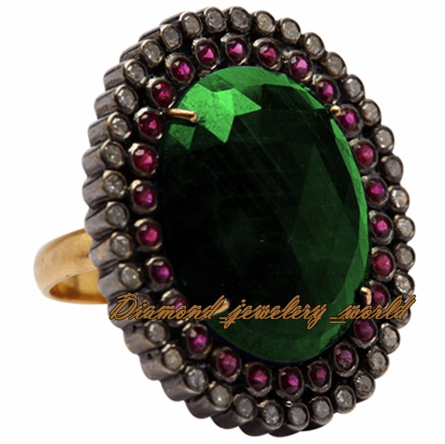 Gorgeous 1.88ctw Rose Cut Diamond Gemstone Studded Silver Victorian Ring Jewelry