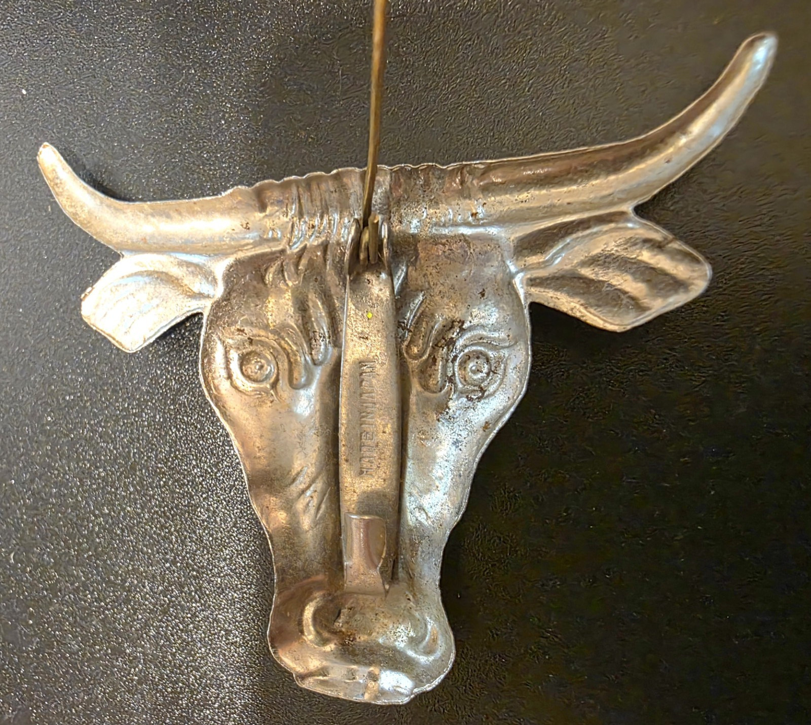 LOT Silvertone Vintage Japan Metal Tin Longhorn Bull & Cowboy Boot Brooch Pins