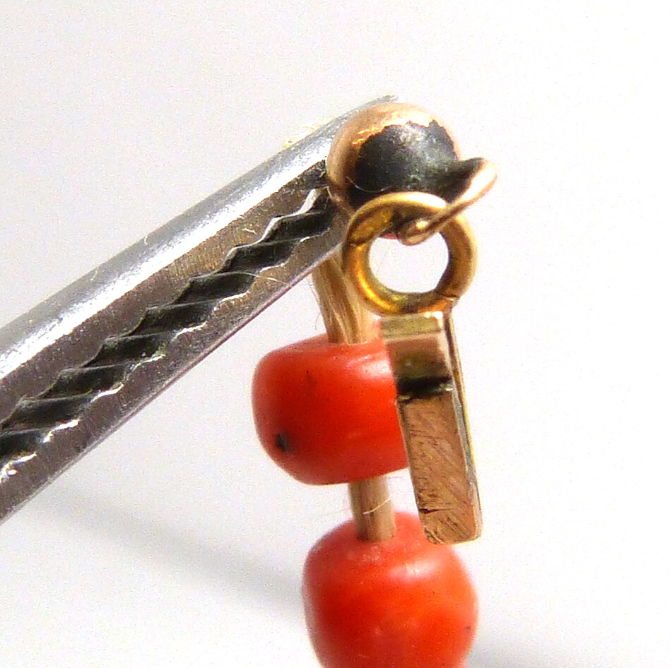 Gorgeous Antique Red Coral Bead Necklace With Gold Clasp Estate Find !