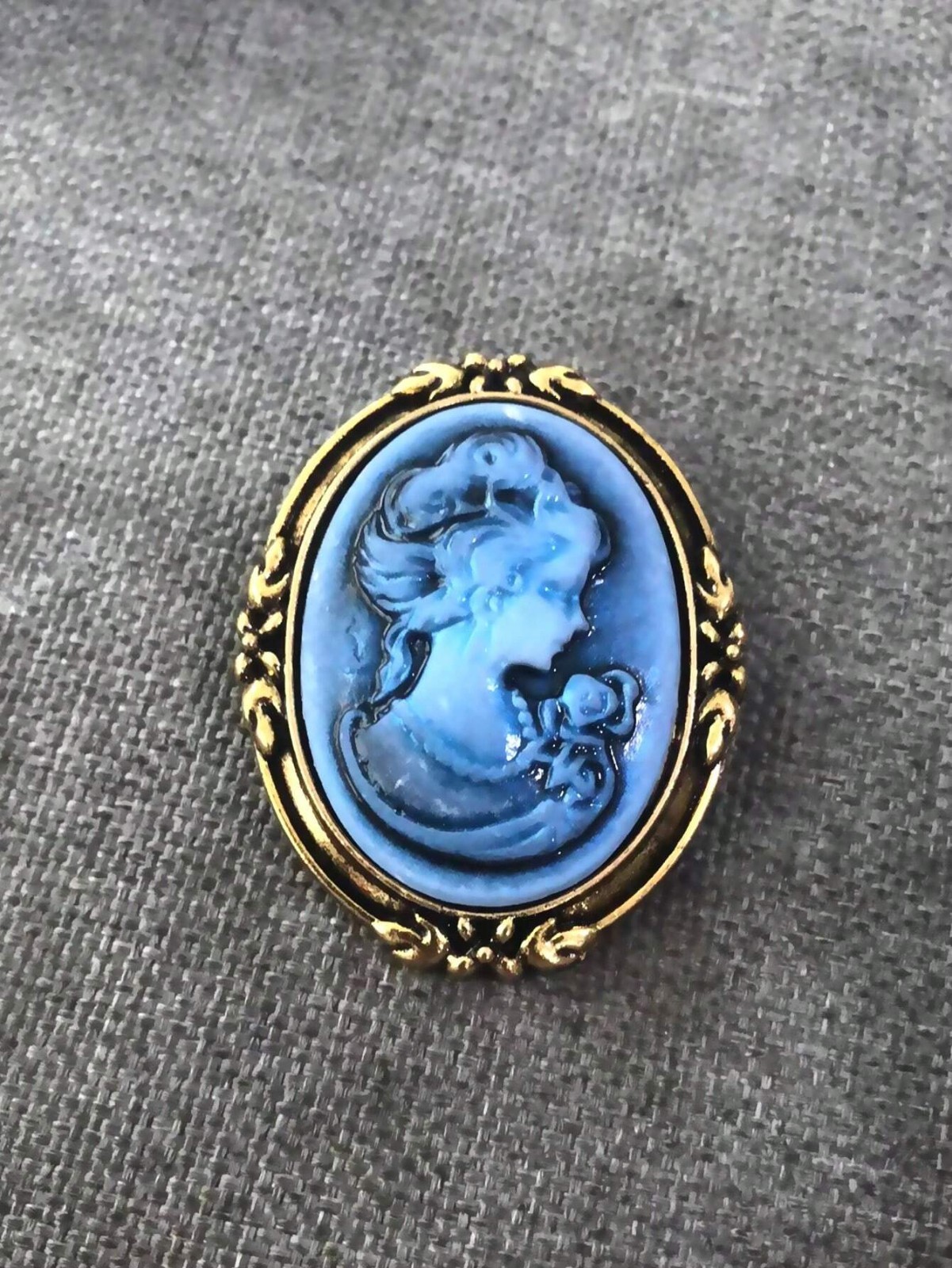 2 Pcs Blue Elegant Victorian Vintage Court Style Cameo Brooch Pin Lady Portrait