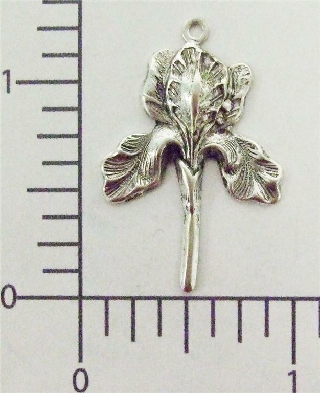 30284 2 Pc Matte Silver Oxidized Victorian Iris Charm Jewelry Finding