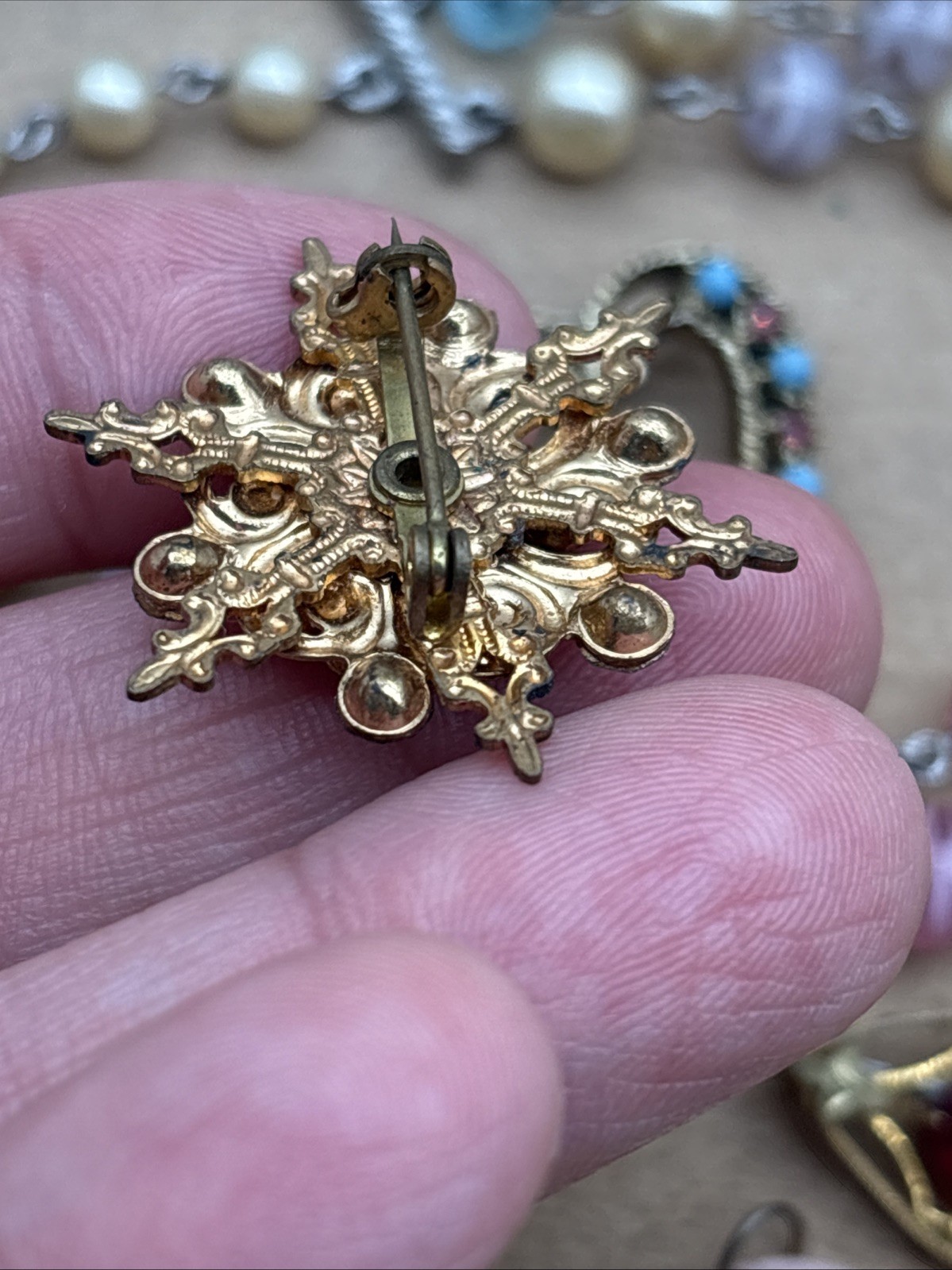 VTG Estate Jewelry Gold/Silver Tone Cameo Rhinestone C-Clasp Some Signed NICE 20