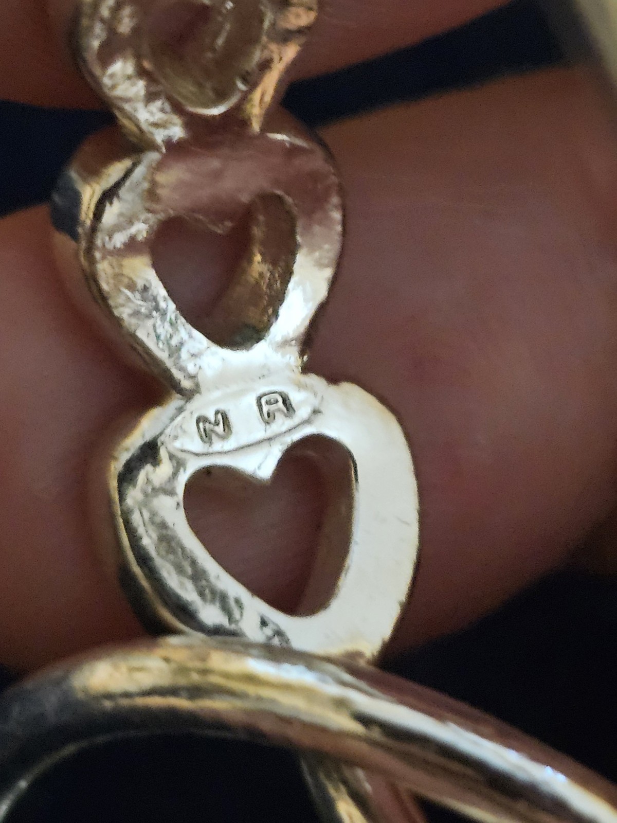Silvertone Triple Heart Hoop Rhinestone Earrings Pierced Signed N A