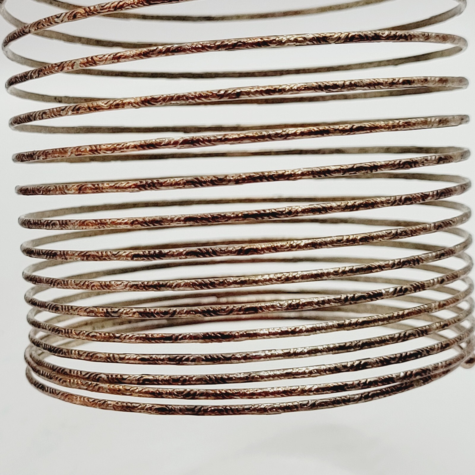 Slinky Wide Wrap Thin Wire Bangle Coppery Gold Tone Metal Vintage Bracelet