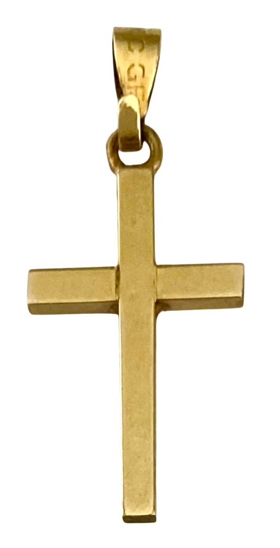 VINTAGE M.C. CO. NEW YORK 1950’s Yellow Gold Filled Small ETCHED CROSS Pendant