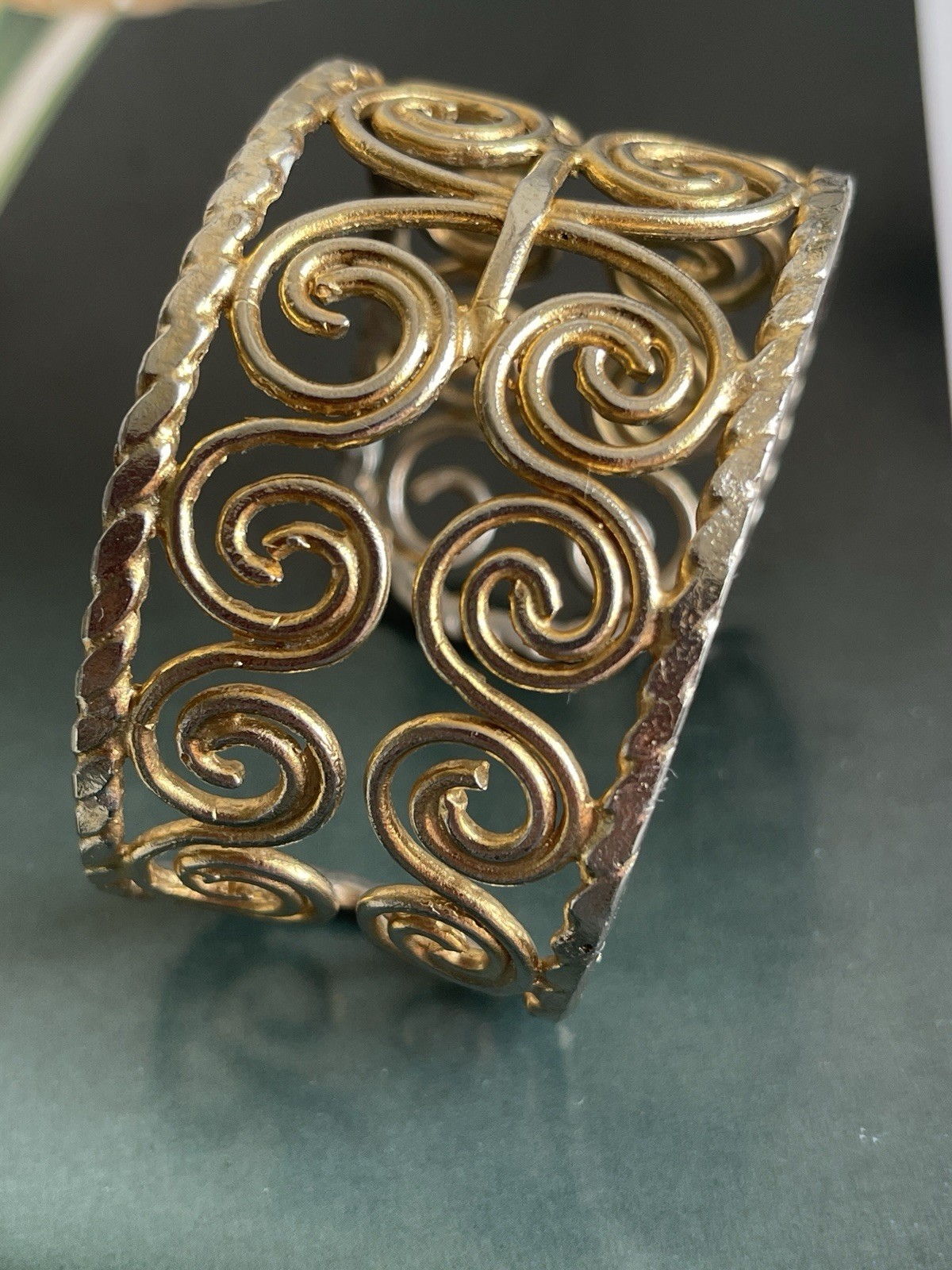 Rare Signed Ugo Correani Two Tone Open Cuff Bracelet Vintage
