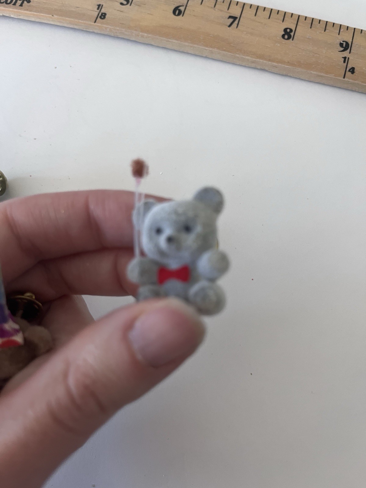 Vintage 1980s flocked teddy bear lapel pin brooch Set Of 10 Birthday Party Theme