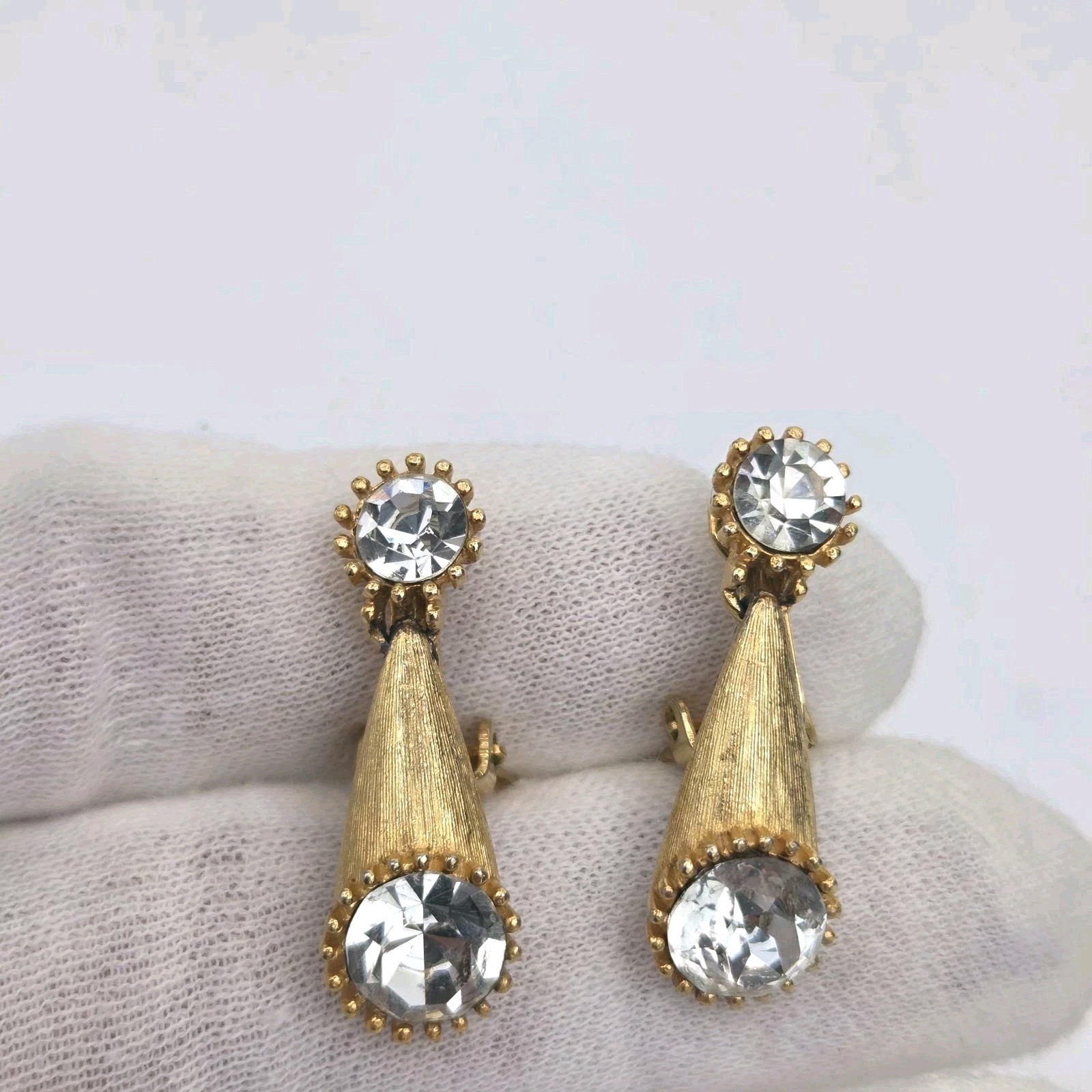 Vtg Parklane Parure Necklace Bracelet Clip-On Earrings Set Textured Gold Tone