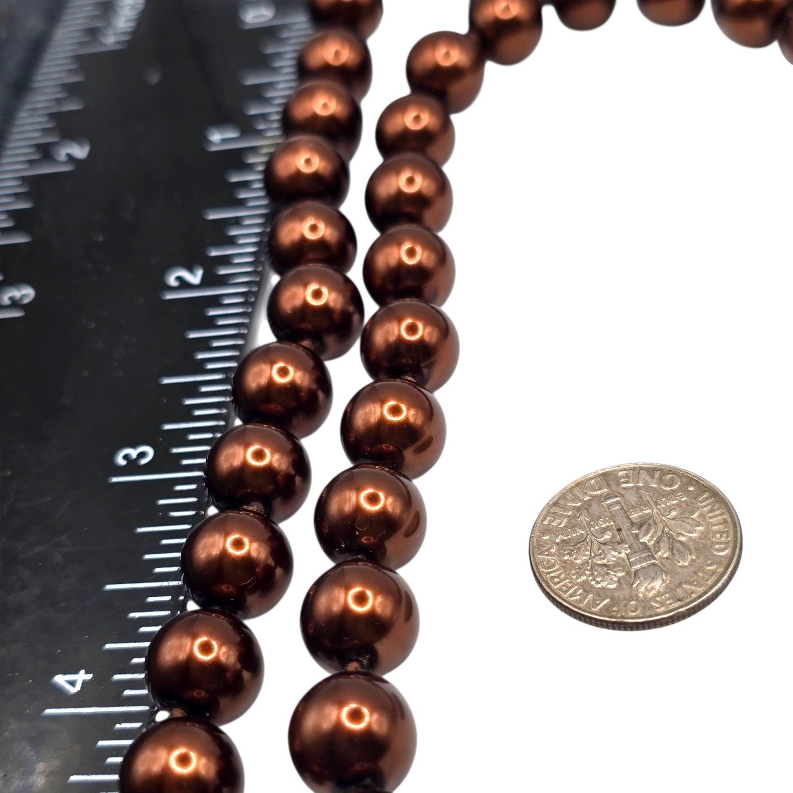 Necklace Beaded Brown Vintage 24″ Single Strand Gold Tone Filigree Clasp SKU2419