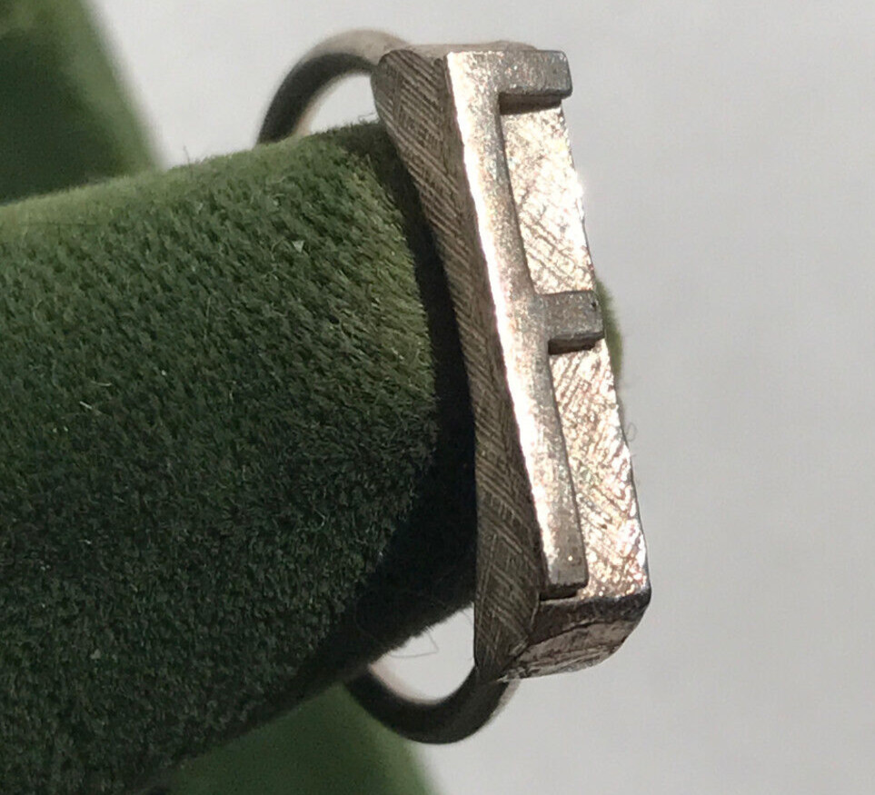 Vintage Sterling Silver Stamped Typebar Monogram “F” Ring Size 6 ADJUSTABLE