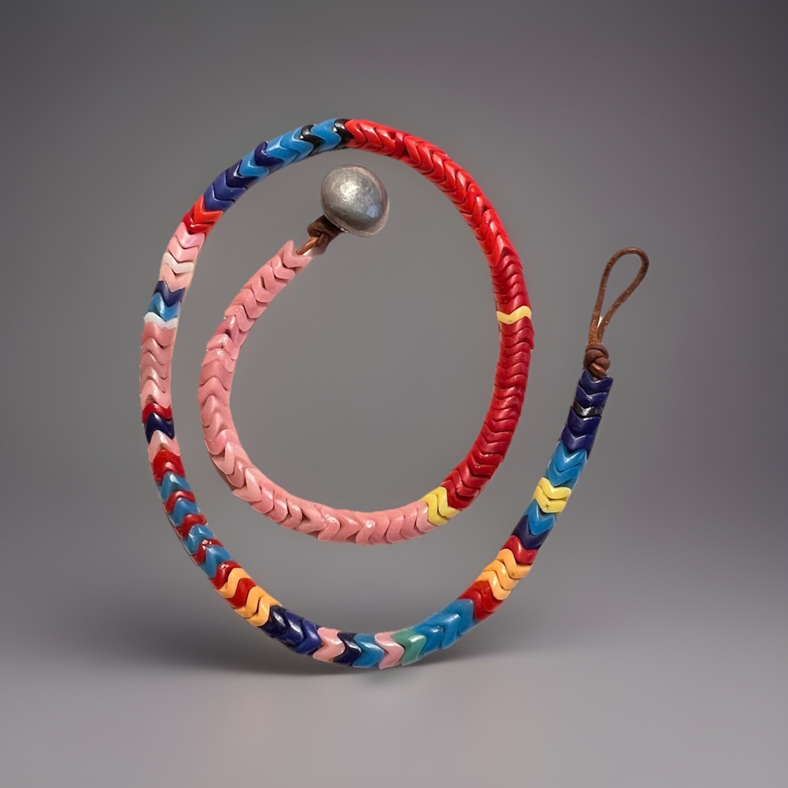 Stunning Vintage Glass Snake Trade Beads Necklace / Wrap Bracelet 16”