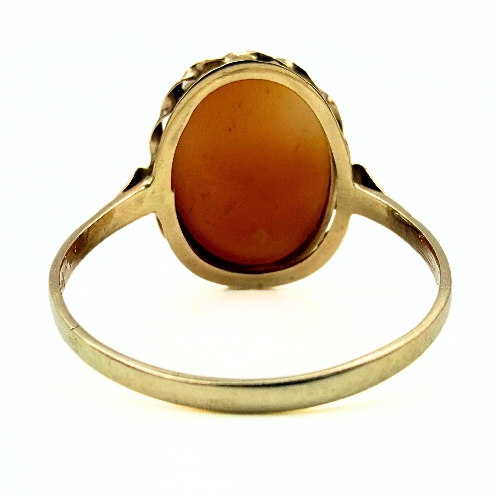 Opulent Marked 14k Yellow Gold Conch Relief Cameo Portraiture Ring Sz 9