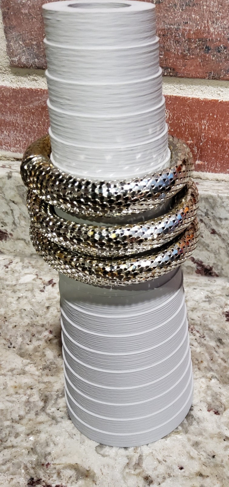 Vintage Whiting & Davis Unsigned Snake Bracelet Silver Tone Triple Wrap Mesh 🐍