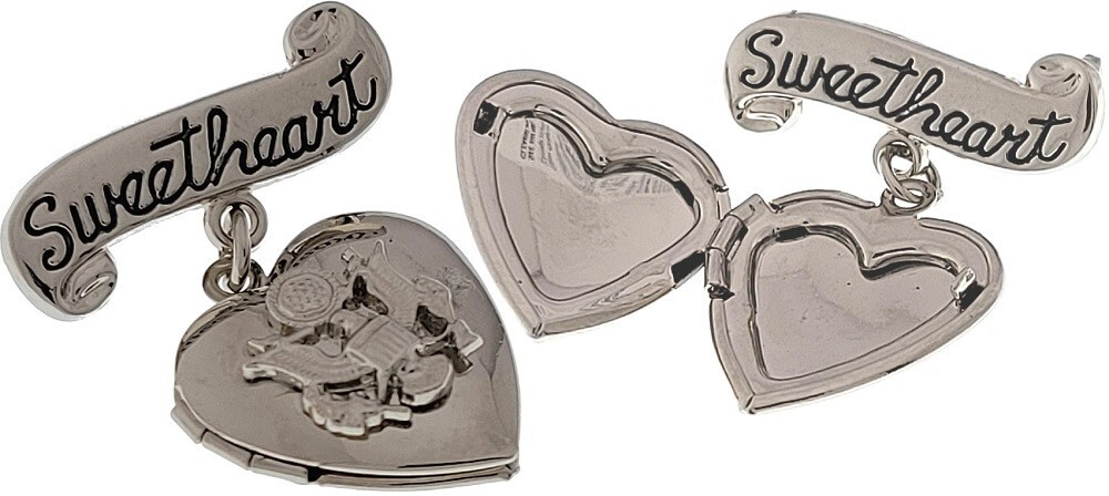 VINTAGE Silver Plated American Eagle US ARMY Sweetheart Locket Brooch 1 1/4″