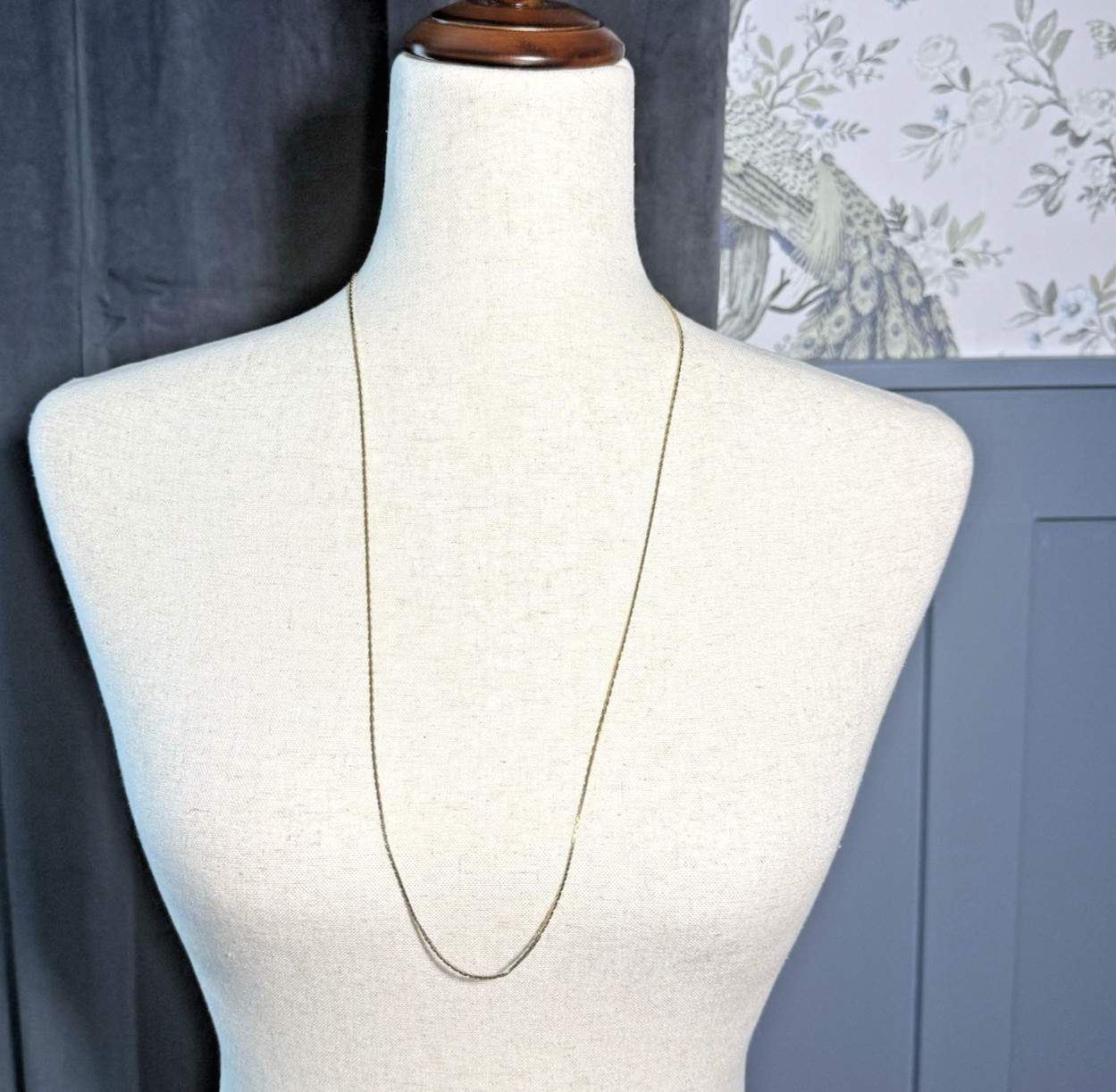 Vintage Napier Gold Tone Snake Chain Necklace 30″ Long 2mm Layering or Charm EUC