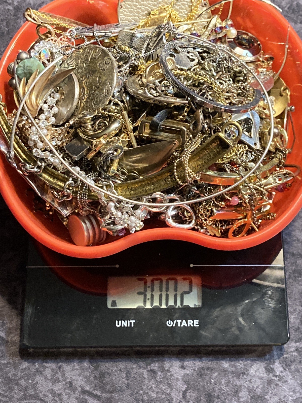 3 LB Broken Tangled Gold & Silver Tone Jewelry Lot Treasure Hunt Unsearched