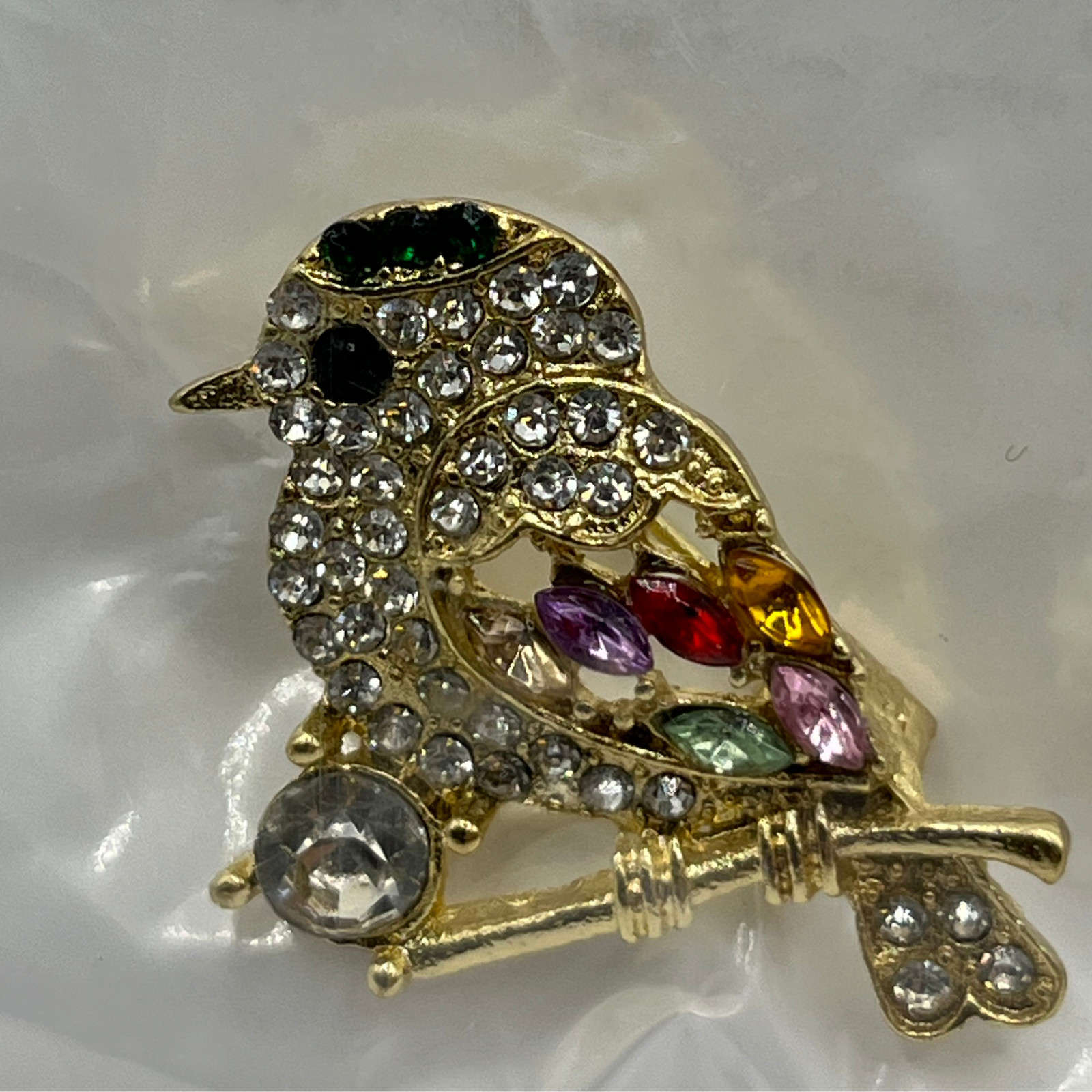 Sparkling Crystal Bird Brooch Pin Rhinestone Colorful Women Dress Scarf Hat