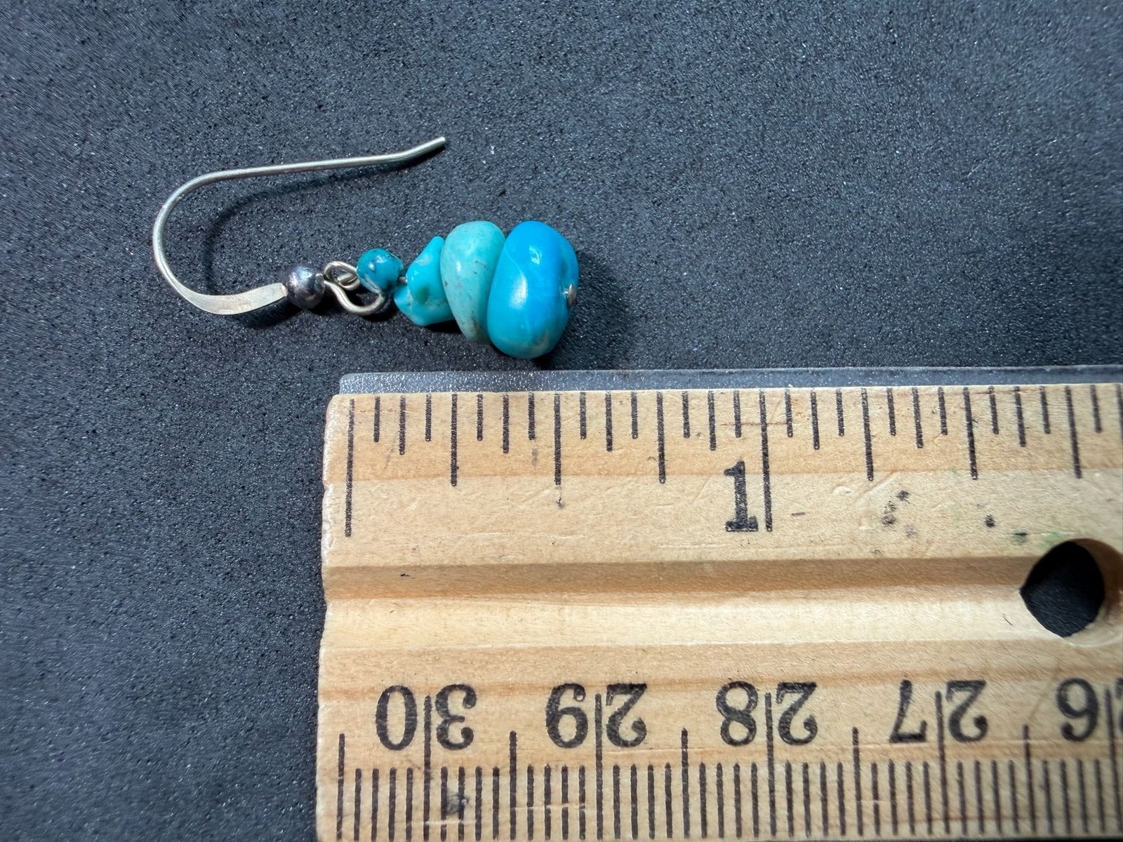 2.15g Vintage Sterling Silver 925 Drop Dangle Earrings Blue Nugget Beads M