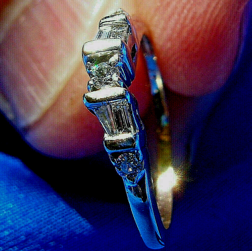 Original EARTH MINED DIAMOND Wedding Band Stack Design 14K WHITE GOLD Ring Guard