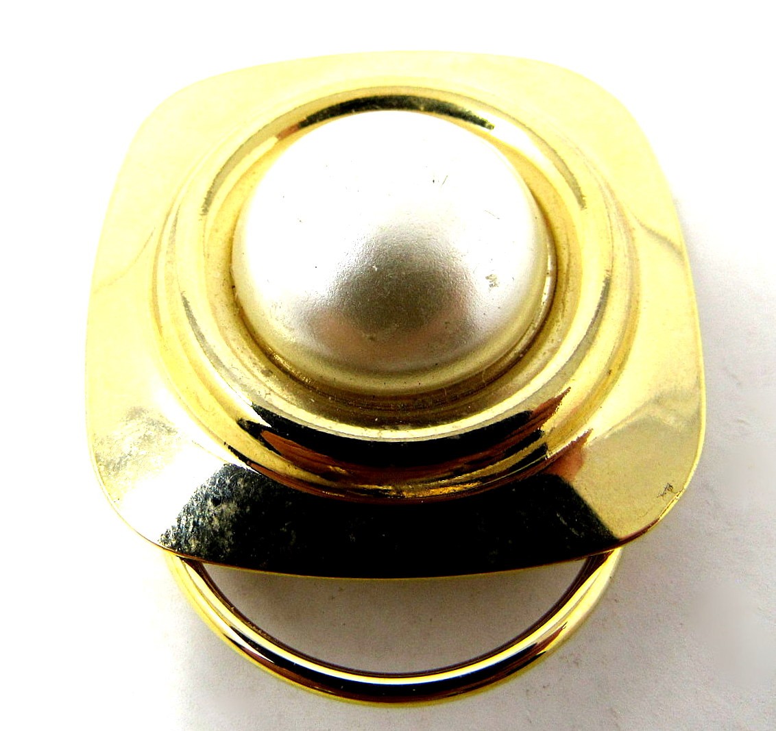 Scarf Holder Clip Large Pearl Gold Tone Slide Dressy 1 1/2 inch US Seller TT