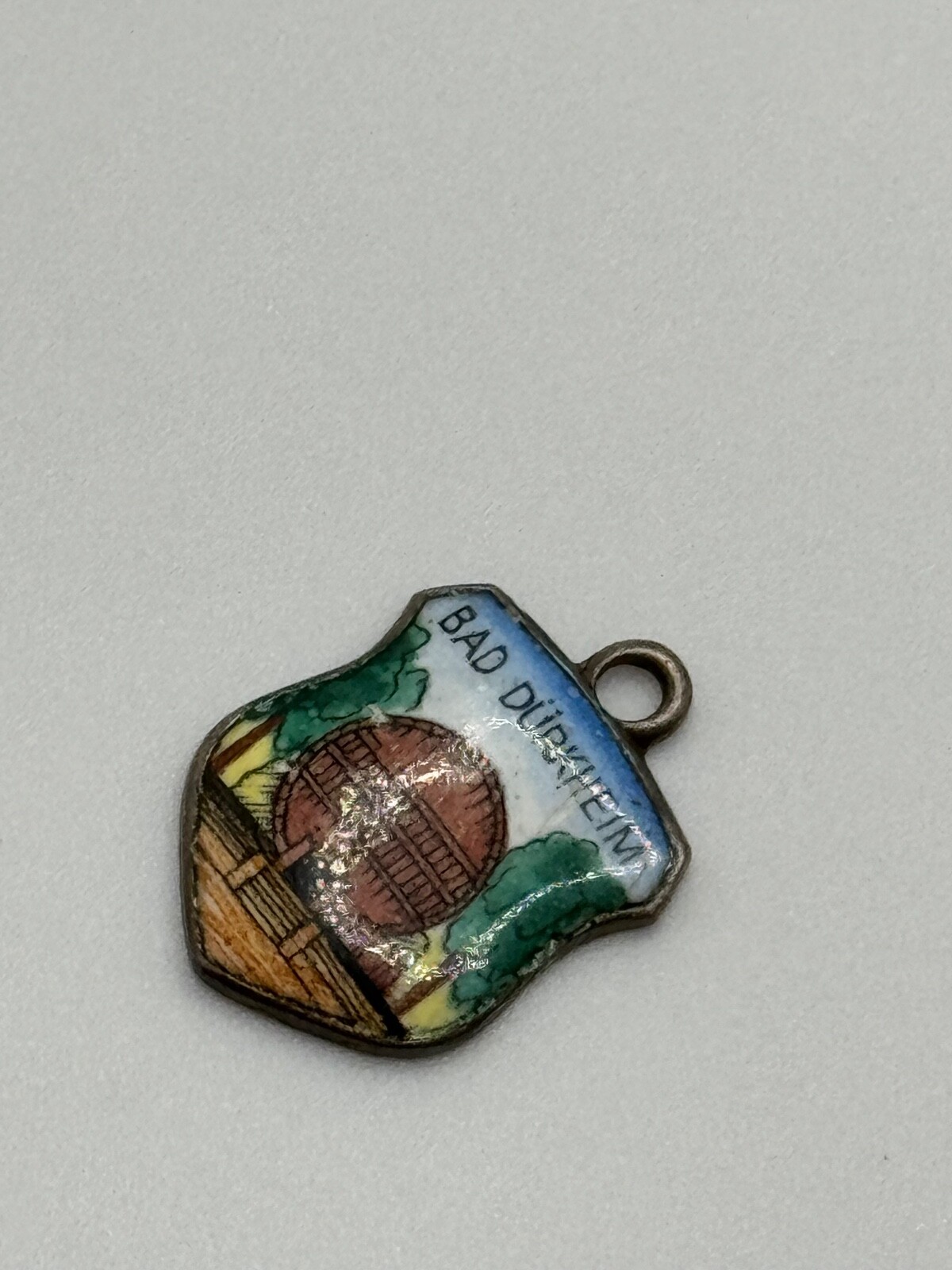 Vintage Bad Durkheim Enamel 800 Silver Germany Shield Travel Souvenir Charm