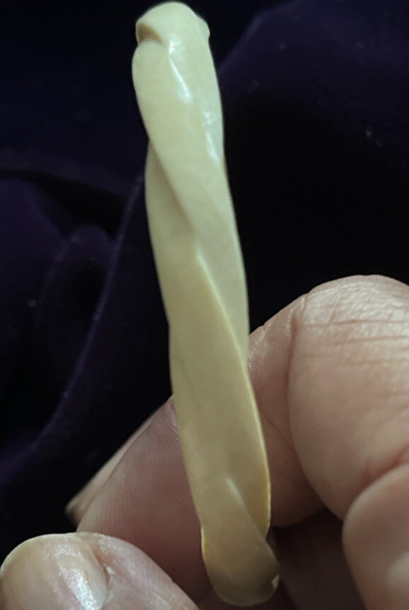 Vintage Celluloid Bangle Bracelet Twist Design Cream Color MCM