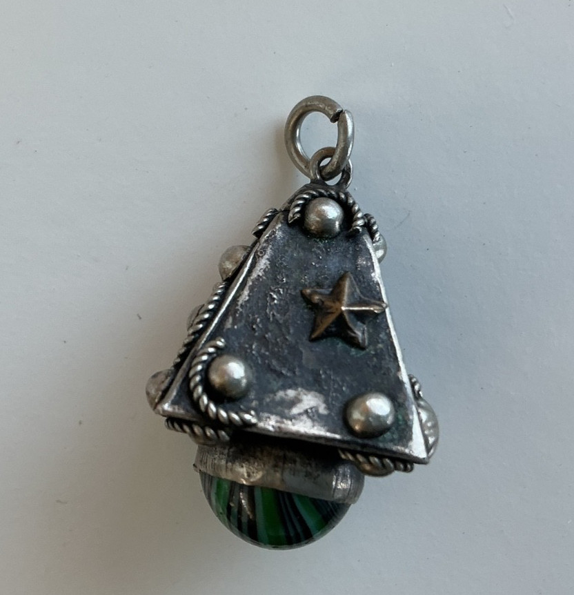 Antique Holy Land Silver & Gilt Pilgrimage Fob Pendant Mosque Pilgrim c 1900
