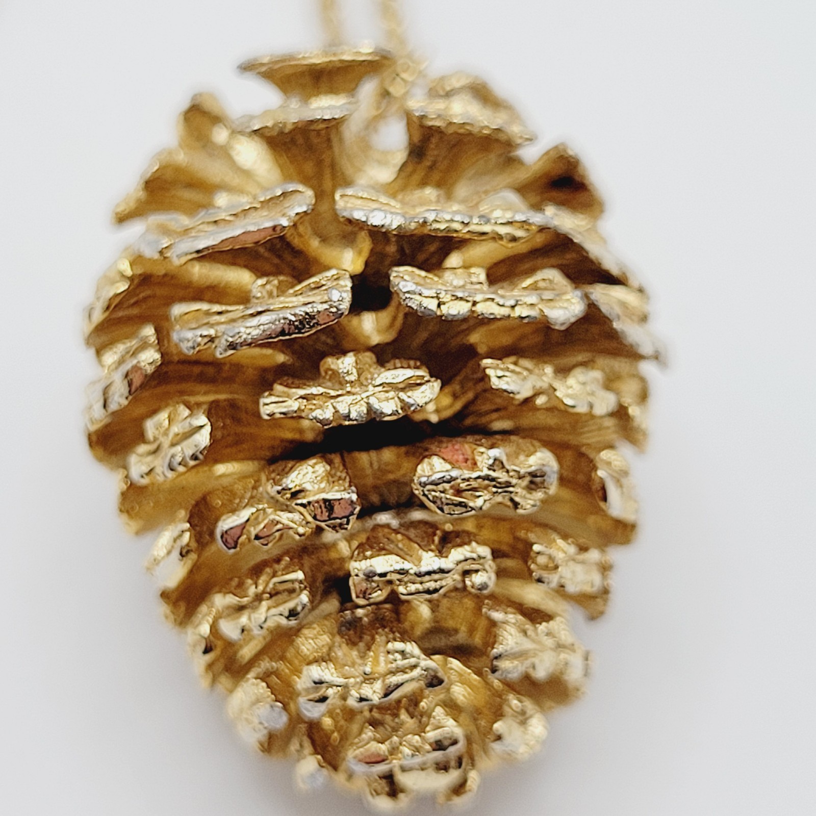 Pinecone Articulated Pendant w Chain Woodland Holiday Nature Gold Tone Necklace