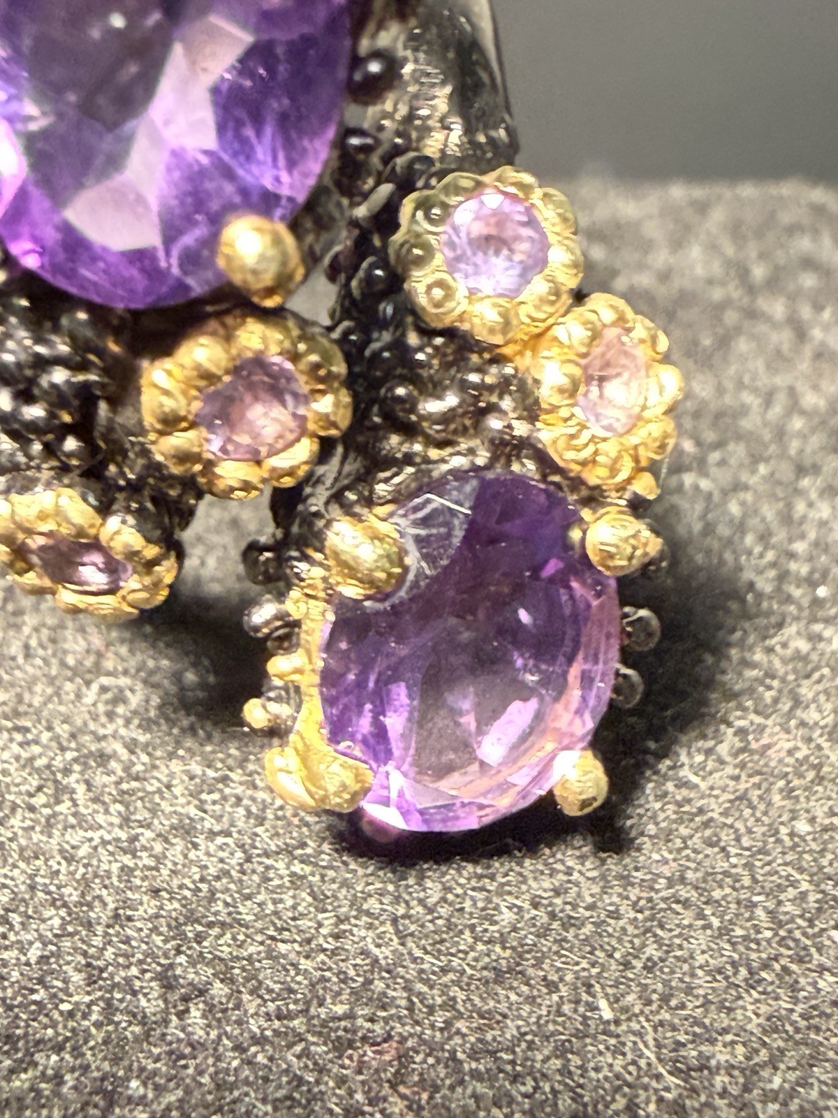 Danny Buonomo Artisan 1980s Silver 925 Amethyst Pink Sapphire Ring Sz 7.25