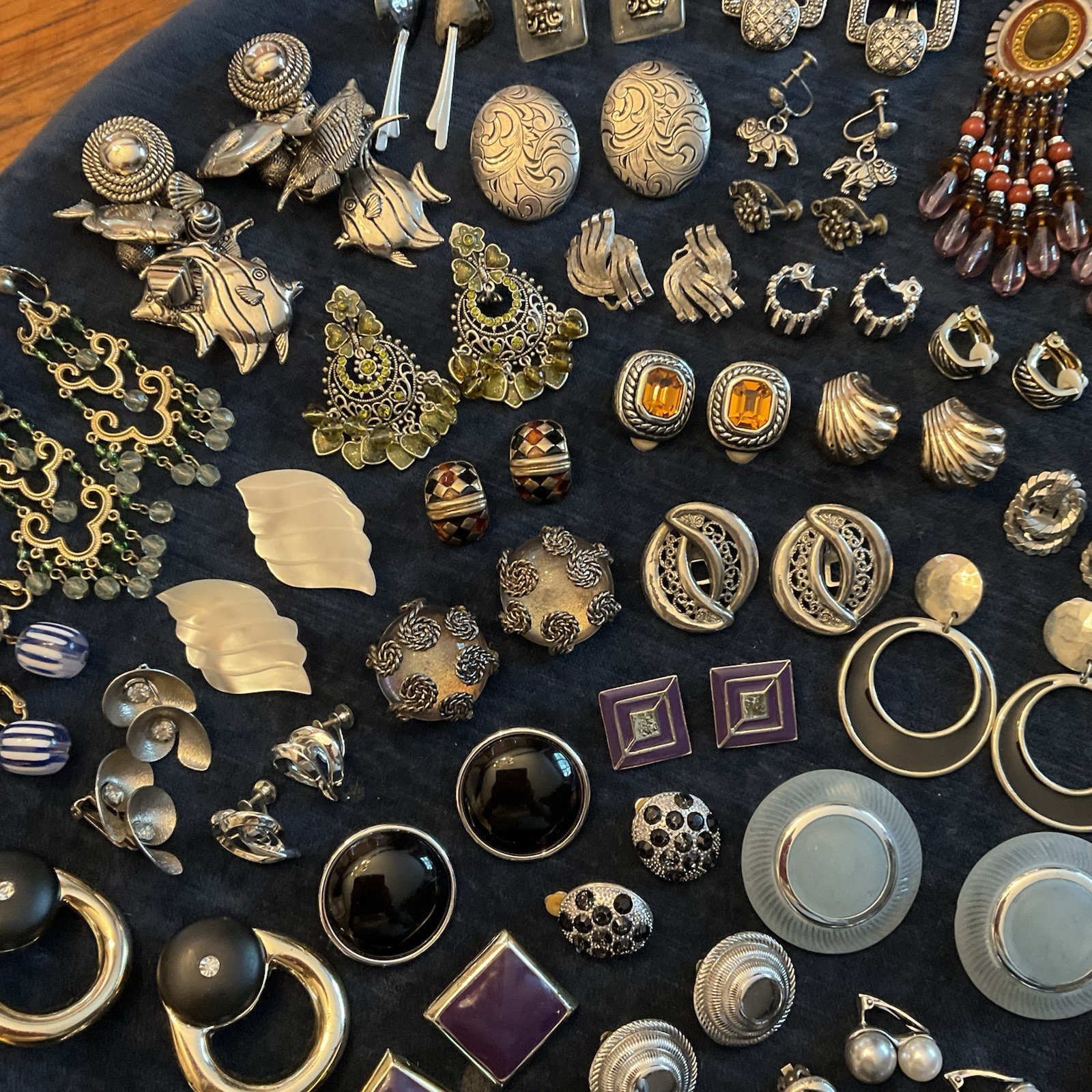 HUGE Lot Vintage Clip On Screw back Earrings TRIFARI Corolite Coro Marino Napier