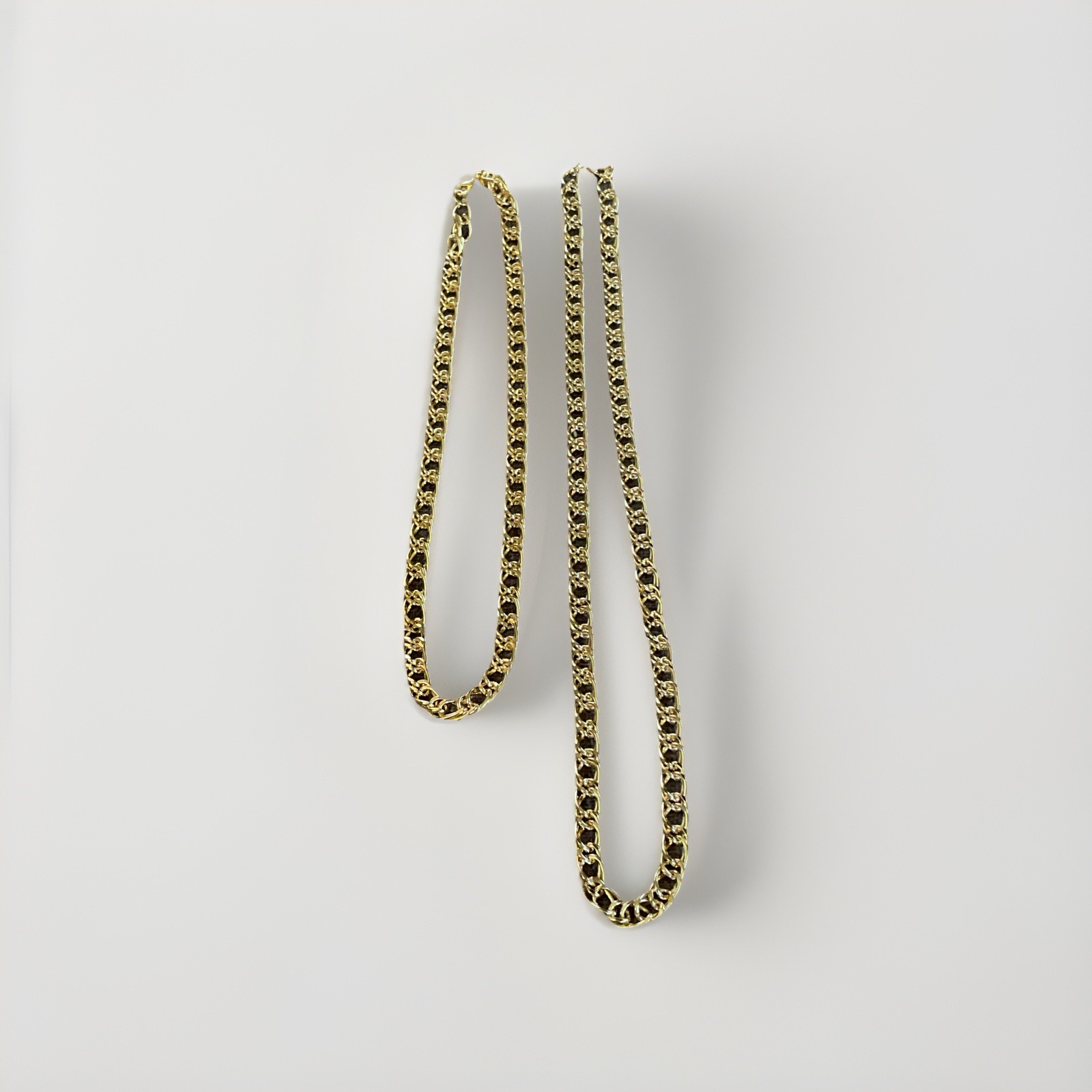 Kenneth Jay Lane KJL Set Of Two (2) Goldtone Chains One 29”L & One 24”L Vintage