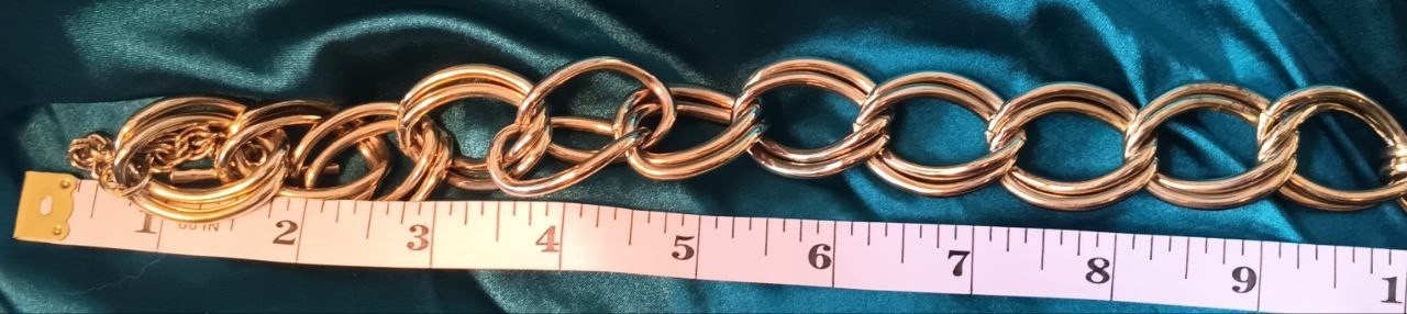 Vintage Gold Tone Chunky Cable Chain Statement Necklace Double Link Toggle Clasp