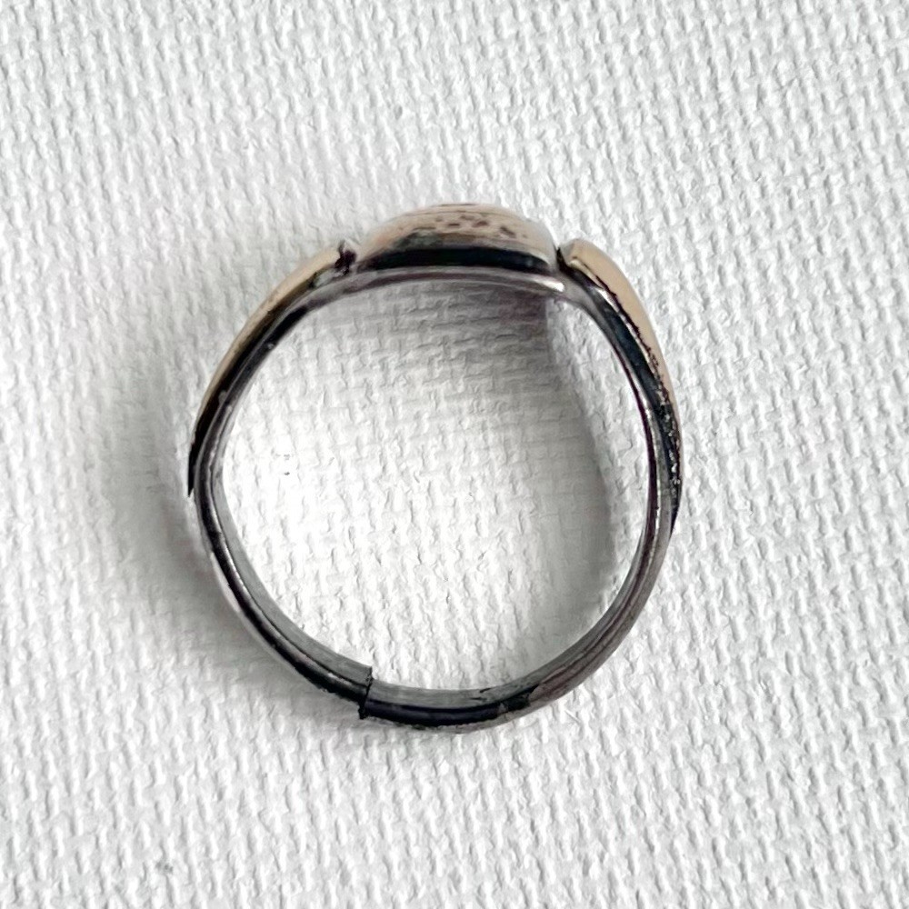 Antique Art Deco Ring Silver & Gold Signet Ring w/Case Monogram Initial R Sz 10