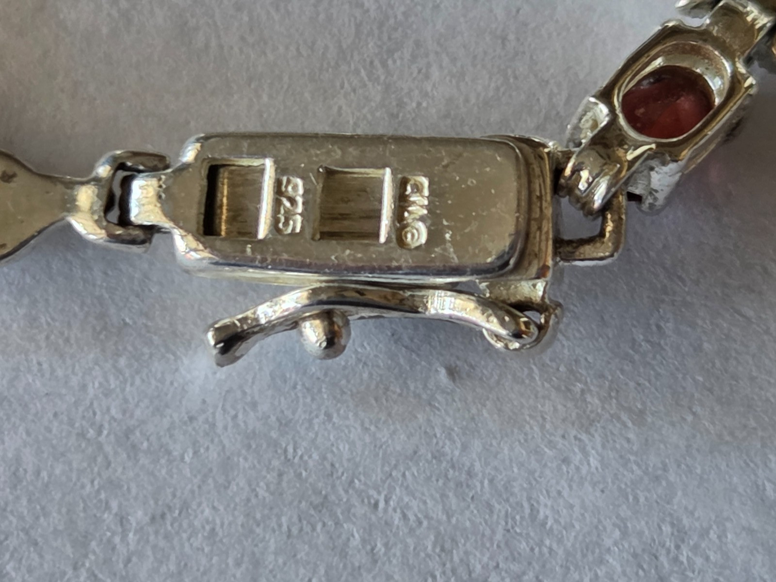 Sterling Silver Vintage 925 Dolphin Link Multi-Stone Bracelet