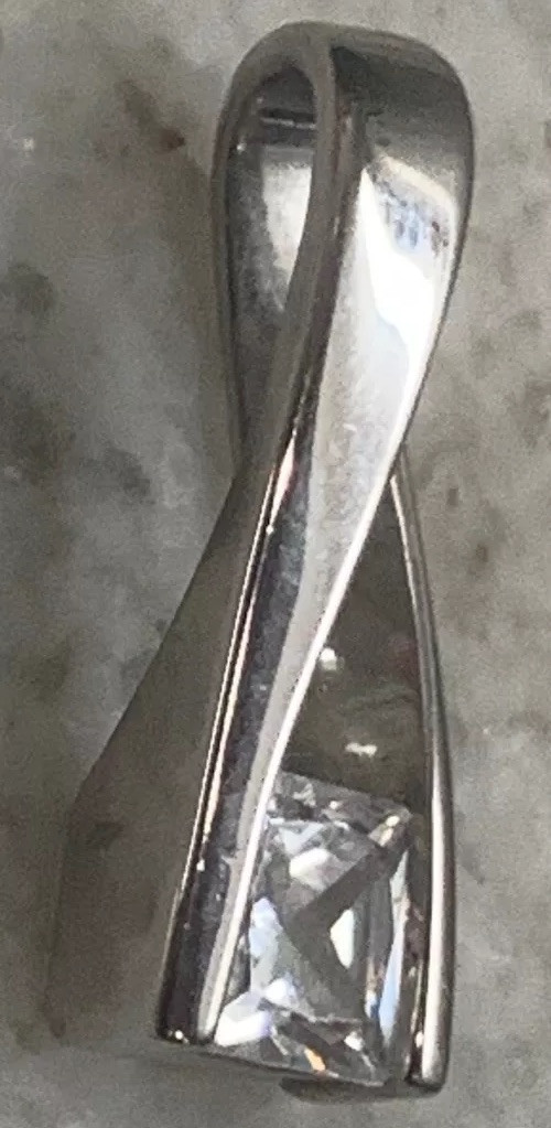 VTG Elegant Silvertone Solo Twist~Clear Cubic Zirconia Solitaire Classic Beauty