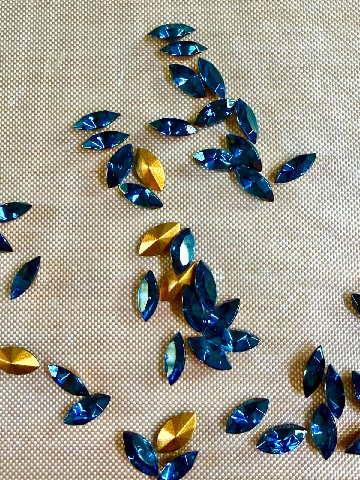 Lot of 55 Vintage Montana Blue Marquise Navette Glass Rhinestones Pointed Back N