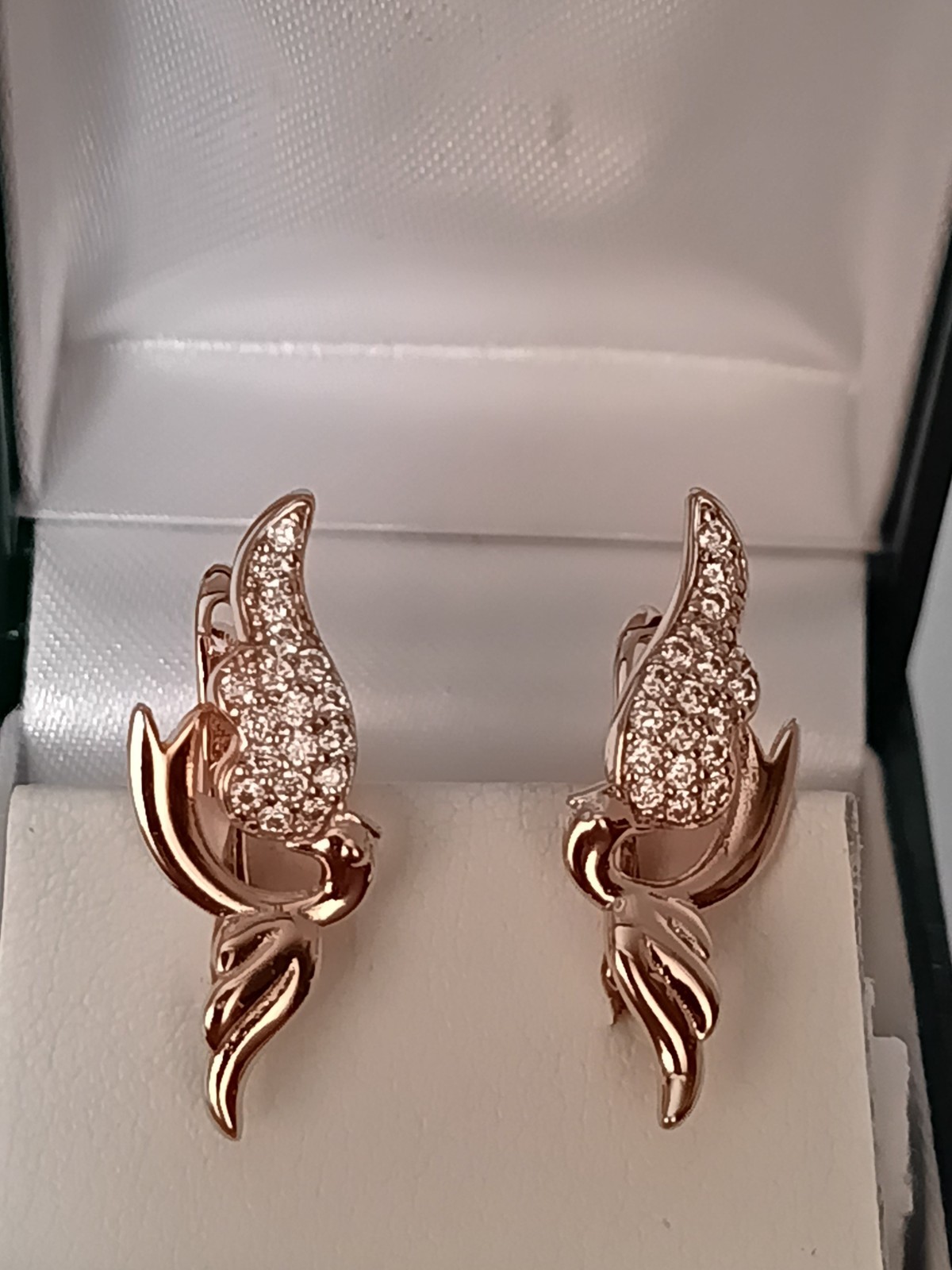 Vintage 1990-s 14 Ct Rolled Gold Zircons Earrings-Hallmarked 585 RG