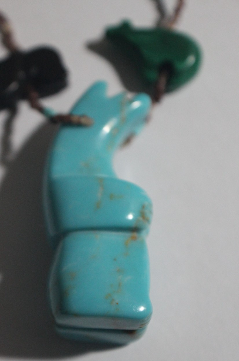 Vintage Carved Stones Multi Color Animals Necklace