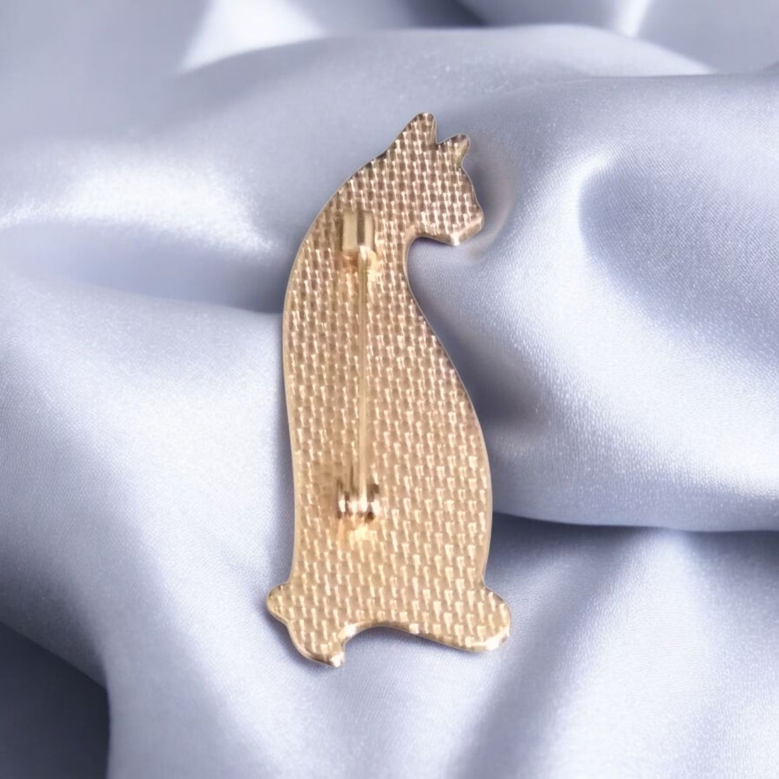 Vintage Enamel Cat Brooch Pin Multicolor with Gold Accents Retro Animal Jewelry