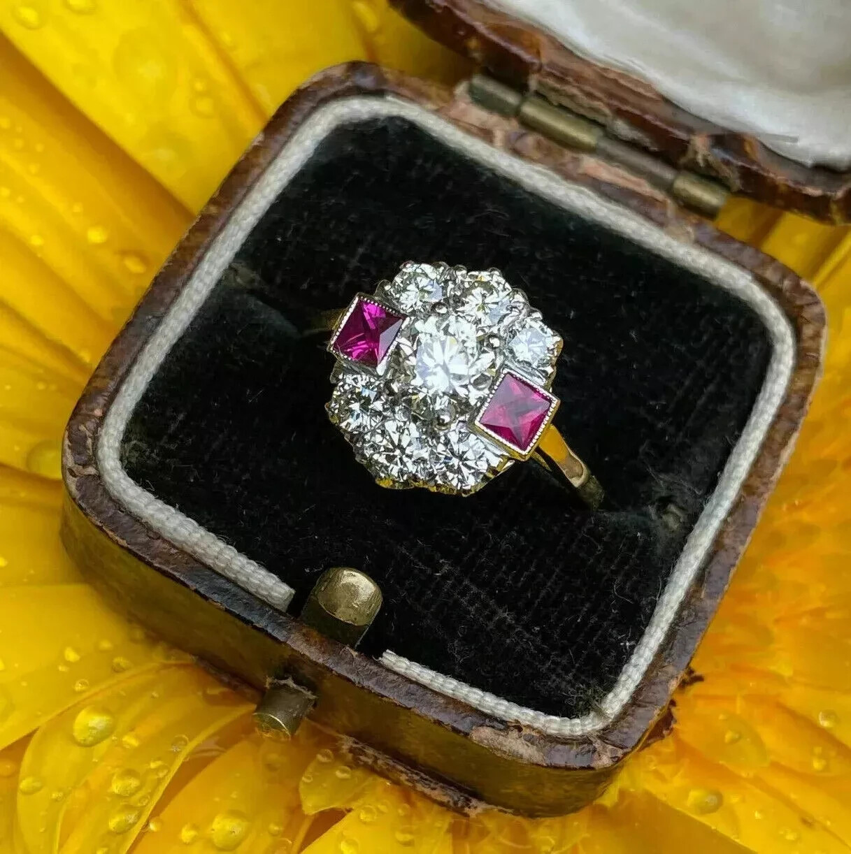 2Ct Art Deco Style Lab Created Diamond & Ruby Engagement 14k White Gold FN Ring