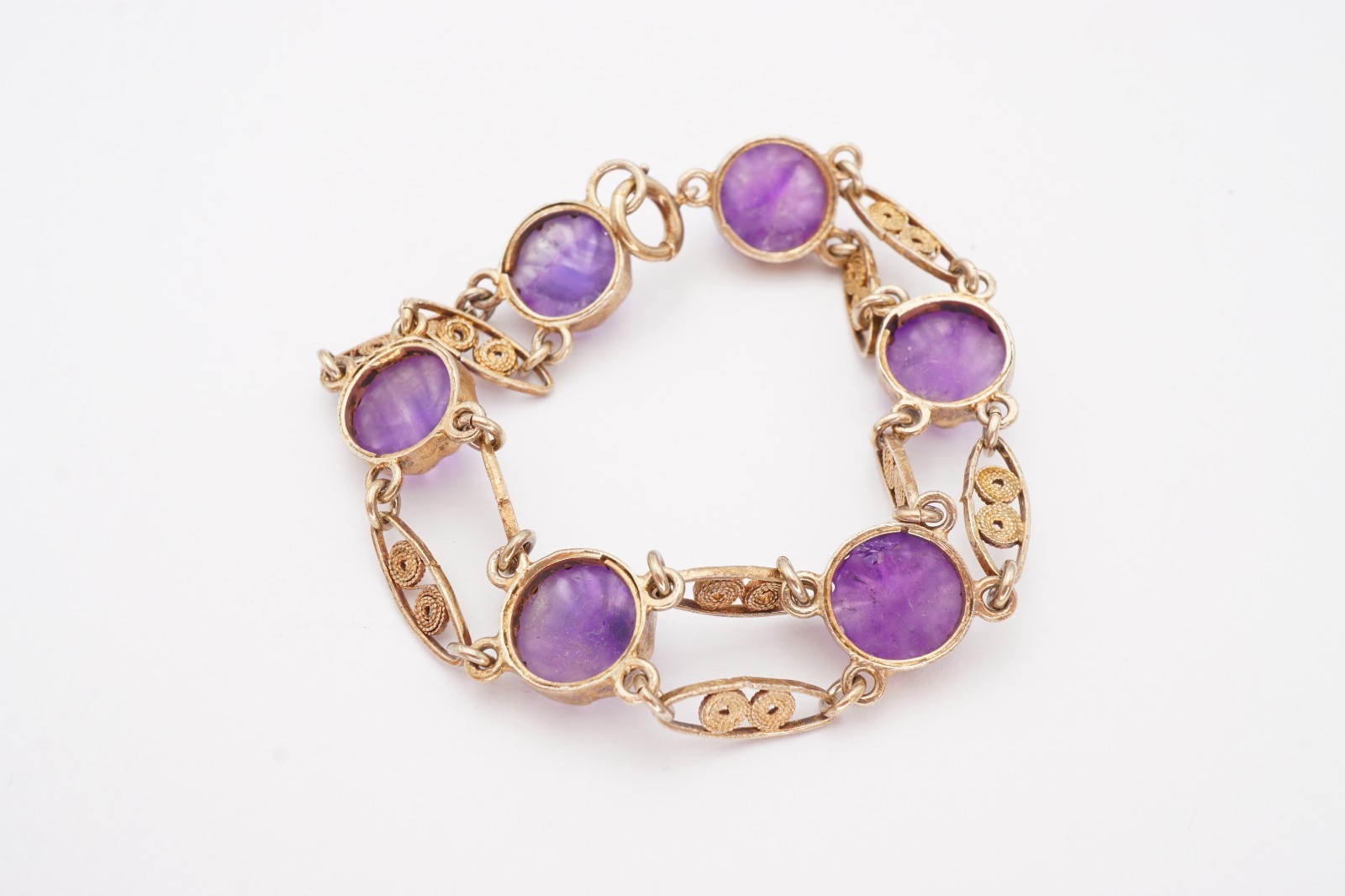 Vintage Gold Filled Amethyst Bracelet 7.5″