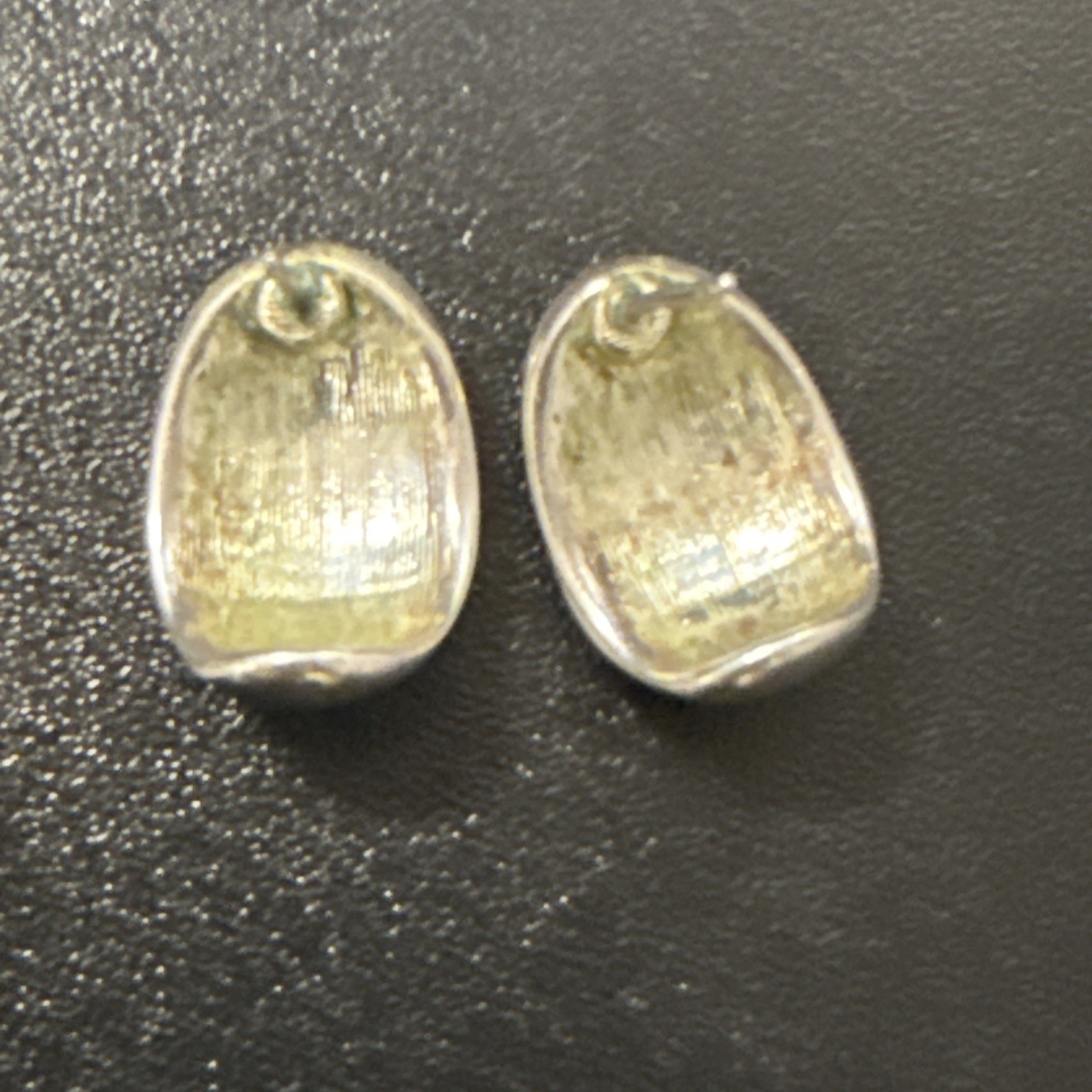 Vintage Silver Modernist Triangle Cuff Abstract Stud Earrings