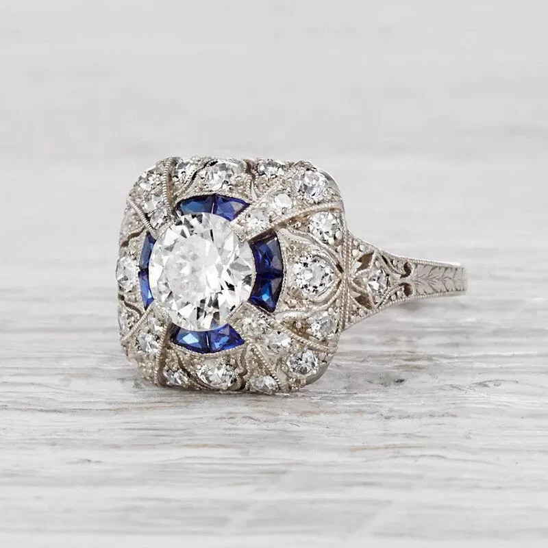 2.85Ct Art Deco Vintage Lab Created Diamond Engagement 14K White Gold FN Ring