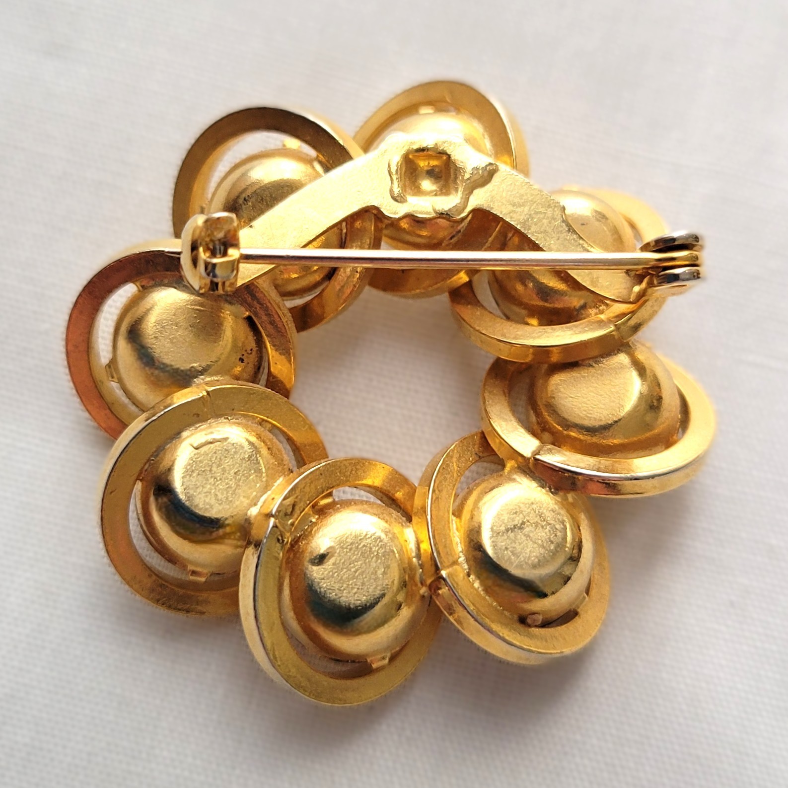 Judy Lee Clear Rhinestone Circle Brooch Pin Earrings Set Vtg Mid Century