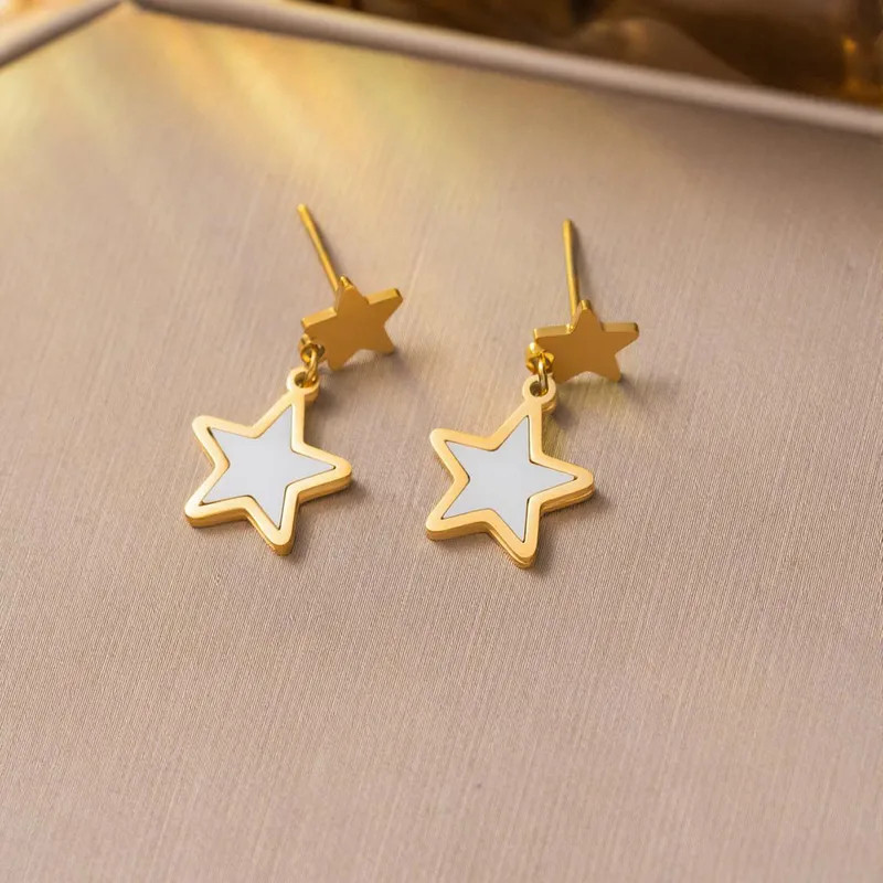 Real Gold Plated Star Titanium Steel Simple Style Commute Waterproof Non Tarnish