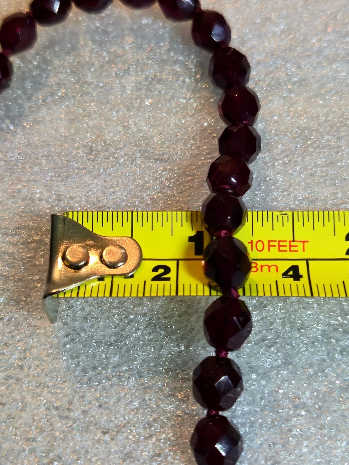 Vintage Long Faceted Natural Garnet Bead Necklace Deep Wine Red. 44″